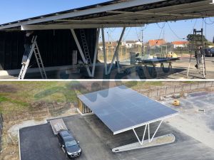 Carport solaire sur un parking d'entreprise